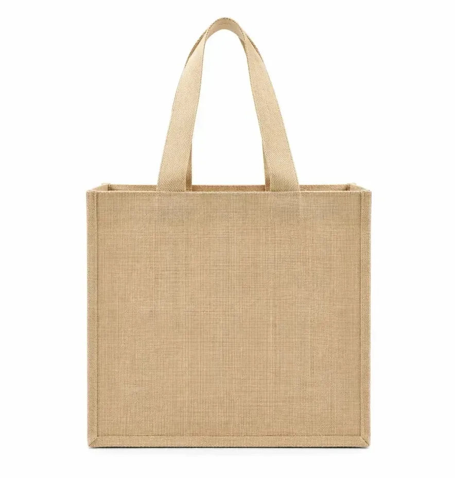 Large Jute Tote Natural Handles