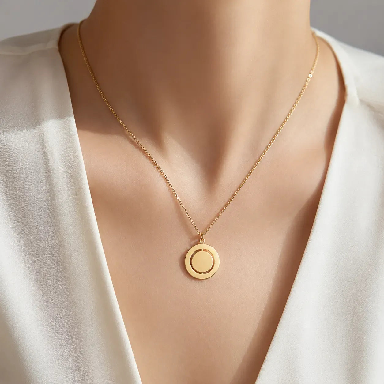 Stainless Steel Spinner Pendant Necklace