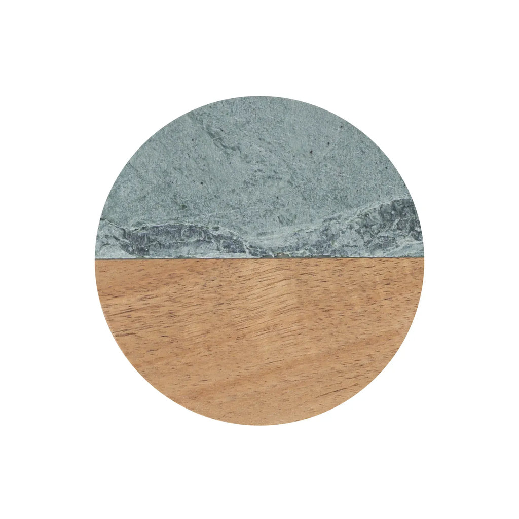 Premium Round Marble & Wood Spliced Coasters