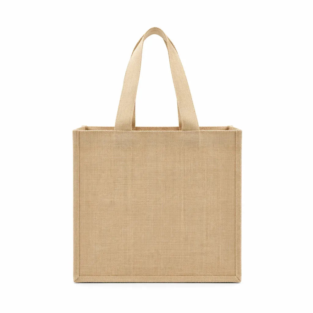 Large Jute Tote Natural Handles