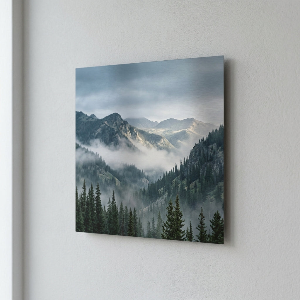 Alpine Mist Colorado misty mountains metal print