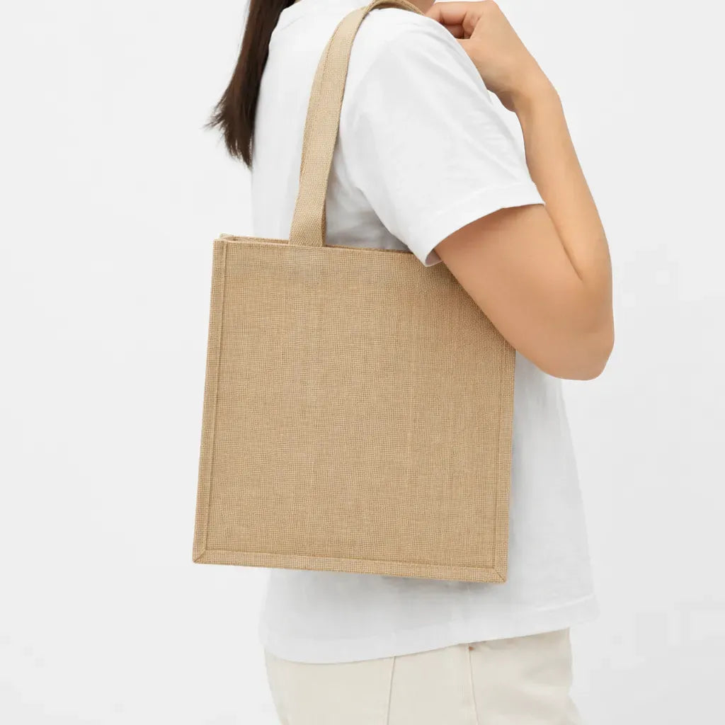 Large Jute Tote Natural Handles