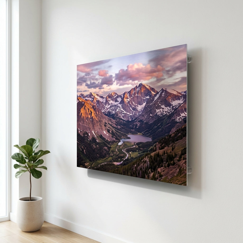 Front Range Dusk Colorado landscape metal print on a wall