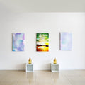 Large statement metal print displayed in a modern gallery