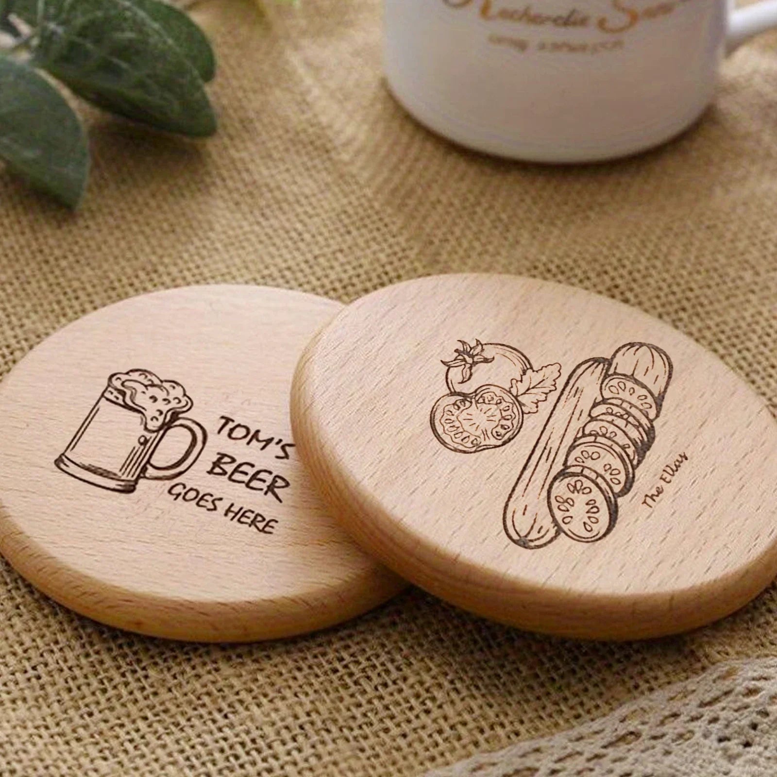 Engraved Beechwood Coaster